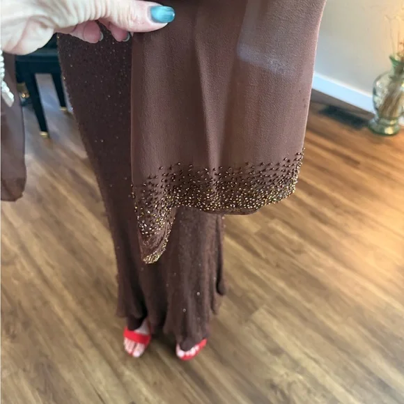 Sue Wong designer Brown Beaded Dress - Picture 4 of 11